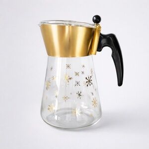 Vintage Douglas Flameproof Gold Starburst Glass Coffee Carafe Mid Century Modern